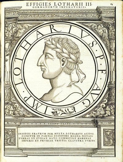 Lotharius I, illustration de Imperatorum romanorum omnium orientalium et occidentalium verissimae imagines ex antiquis numismatis - Hans Rudolf Manuel Deutsch